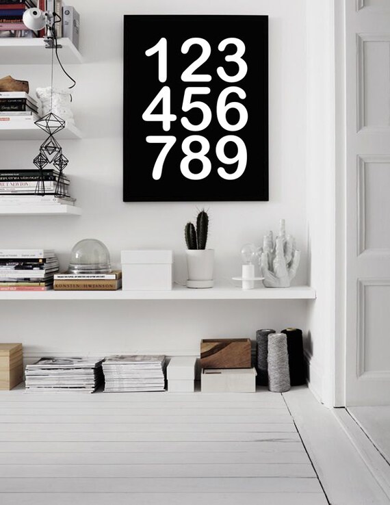 Giclee Art Print Numbers poster print Black and white wall