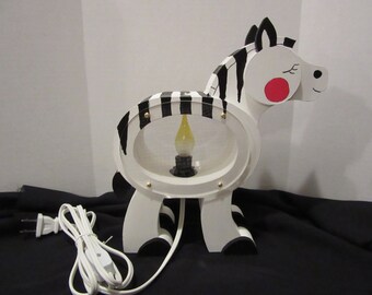 Wooden Zebra Nightlight/Coin Bank