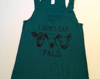 Slightly Misprinted XS Small / I don't eat pals / emerald green