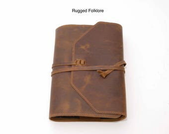 Leather Bible Cover - Large with Adjustable Wrap. Handcrafted with Purpose in the USA.