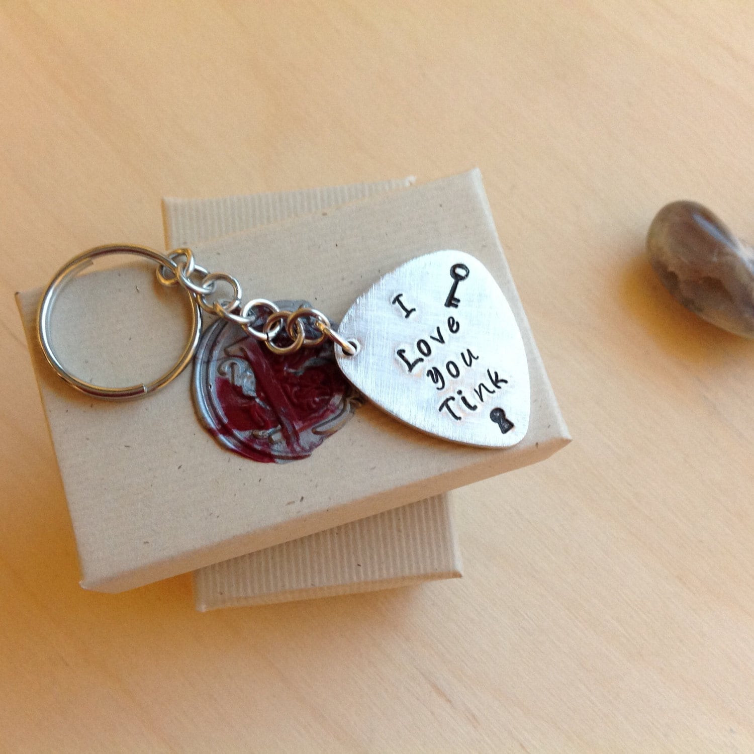 Stamped Guitar Pick Keychain Customized Guitar pick Hand