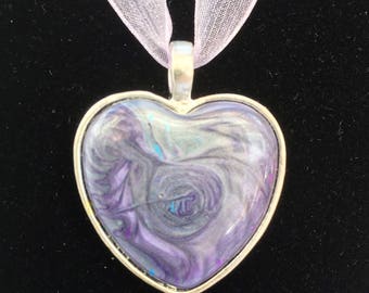 Heart Pendant on Silk Ribbon