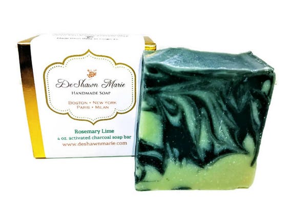 SOAP - Rosemary Lime Soap, Vegan Soap, Cold Process Soap, Natural Soap, Activated Charcoal Soap, Christmas Gift, Mother's Day Gift
