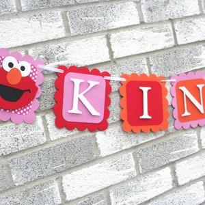 Girly Elmo Inspired Pink and Red Name Banner, Elmo Name Banner, Elmo Banner, Elmo Birthday Decorations, Pink Elmo Party Decorations,