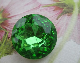 Vintage Czech 25mm Peridot Green Doublet Glass Gem 1 Pc.