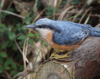 Needle Felt Nuthatch Bird Sculpture