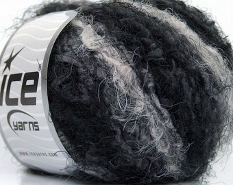 Ice Yarn - Polar eyelash yarn - black, grey , white