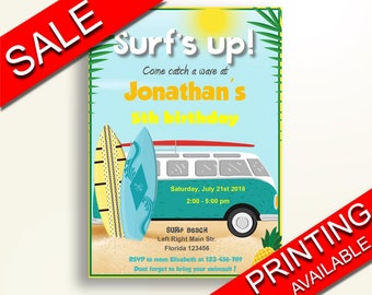 Surf Birthday Invitation Surf Birthday Party Invitation Surf Birthday Party Surf Invitation Boy wave party decor beach decoration 68ZY1