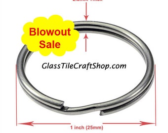 100 Pack 1 Inch Key Rings, Nickel Plated, Round Steel Split Ring. (1INSR)