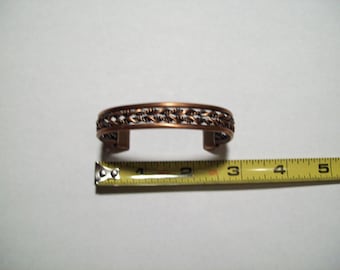 Copper Cuff Bracelet Braided Woven Textured 29.4 Grams