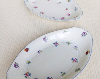 Dutch Vintage MOSA Maastricht Oval Plate with Petit Flowers