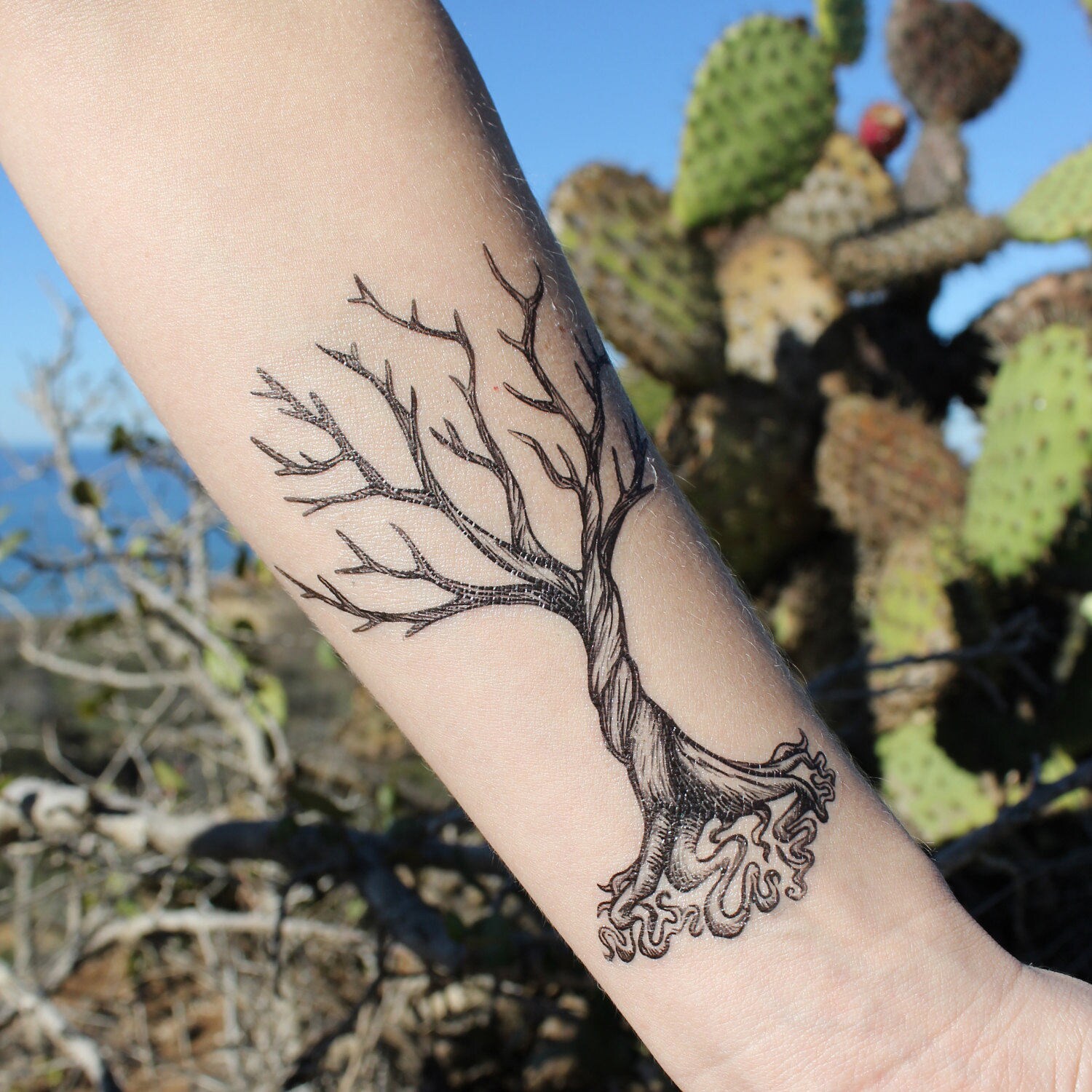 temporary 18 tattoo days Tree Tree Temporary Winter Roots & Twisted Dead Tattoo,