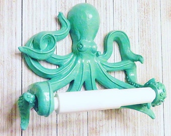 SALE - Octopus, Toilet Paper Holder, Octopus Toilet Paper Holder, Nautical Decor, Nautical Bathroom, Octopus Decor, Nautical, Home Decor