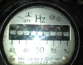 Vintage Hertzmeter USSR 1960s Collectible Measuring Device power hertzmeter, Steampunk Decor Industrial