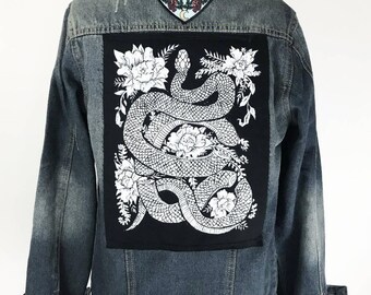 Original Hand carved Block Print sew-on back patch by MoonGoddessMarket®