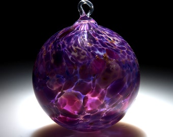 Ornament. Sun catcher. Hand blown Fine Art Glass Ornament in Purple. Made in Seattle. Artist Dehanna Jones.