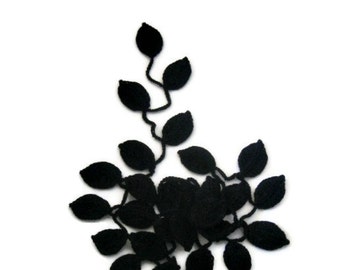 Crochet lariat, scarf, Infinity scarf, with Leaves in Black, Necklace, Feminine, Trendy, Spring, Summer, Harvest,