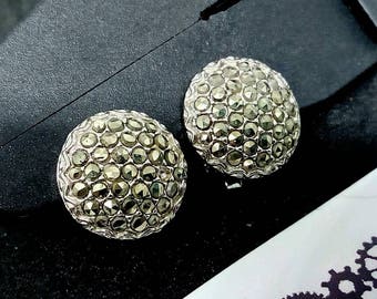 Clip on earrings, vintage earrings, earrings, marcasite earrings, wedding jewelry, bridal earrings, wedding earrings, wedding, marcasite
