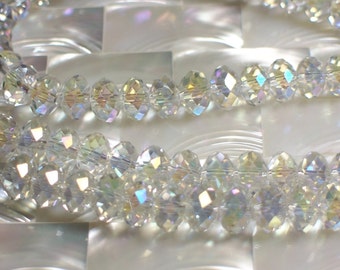 12pcs 8mm Chinese Crystal glass rondelles Beads Iridescent clear Jewelry Beads Jewelery Jewellery Craft Supplies