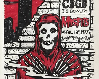 Original The Misfits Crimson Ghost drawing. NYC punk rock art.