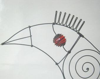 Wire Sculpture / Another Bird In Red