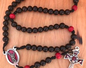 Saint Michael Rosary with Crown of Thorns Crucifix comes with Rosary Pouch