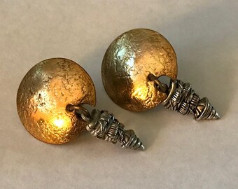 Marjorie Baer Silver and Bronze Pierced Earrings ~ San Francisco ~ 1991