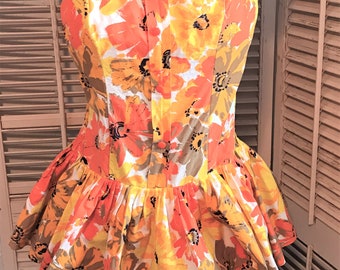 Vintage Skirted Swimsuit With Matching Cover-up~Vintage Swimsuit, Vintage Fashion, Beachwear,Resort-wear,Movie Wardrobe,1950's One piece