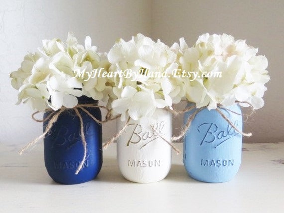 Nautical Theme Mason Jars Baby Shower Centerpiece Baby Boy