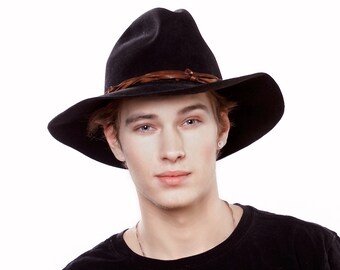 Black Cowboy Hat Western Hat Rancher's Hat Fall Fashion Winter Accessory Soft Felt Cowboy Hat Winter Hat Cattleman's