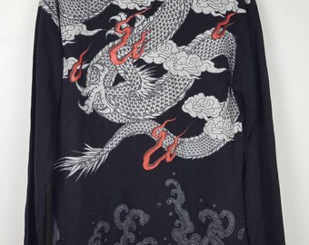 Chemise manches longues Sukajan Fullprint Dragon Yakuza Japonais Tattoo
