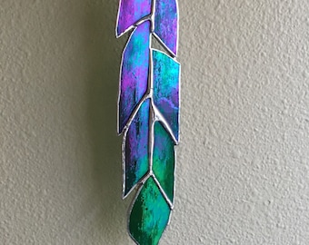 Iridescent Stained Glass Feather