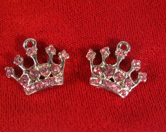 5pc "princess crown" charms in antique style silver (BC480)