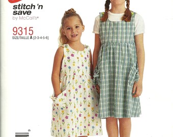 McCall's 9315 Childrens and Girls Jumper Sizes 2-6 or 7-14 Uncut