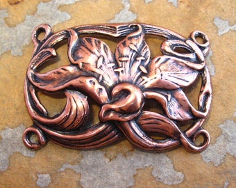 Antique Copper Lily Bracelet - Trinity Brass Co