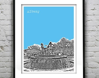 Etsy Birthday 20% Off Sale - Albany Georgia Poster Art Skyline Ray Charles Dougherty County Print