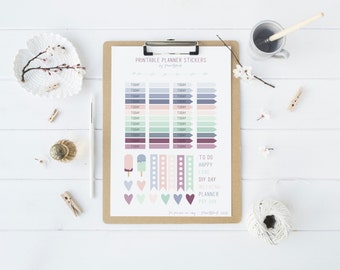 Printable Planner Stickers - Pastel, Pink, Grey, Mint, Navy
