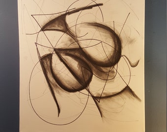 20" x 16" charcoal and ink drawing on canvas