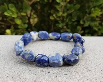 Sodalite Stretch Bracelet, Sodalite Bracelet, Beaded Sodalite Bracelet