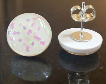 White with Glitz Glitter Studs