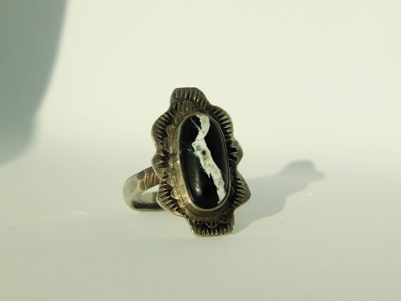 Mountain Girl, White Buffalo Sterling Silver Ring, Size 8.25