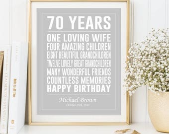 70th Birthday gift Print, Personalized Birthday sign, 70 Years Old Printable Poster Birthday Gift Present for him her, DIGITAL FILES 5