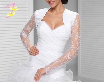 Wedding jacket satin with lace for a wedding dress