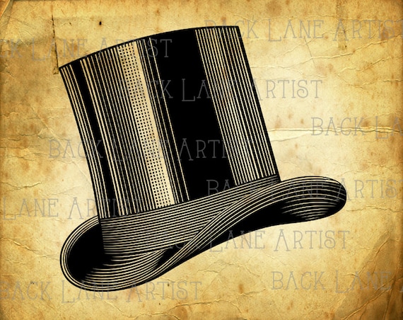 Vintage Magic Hat Top Hat Clipart Lineart Illustration Instant