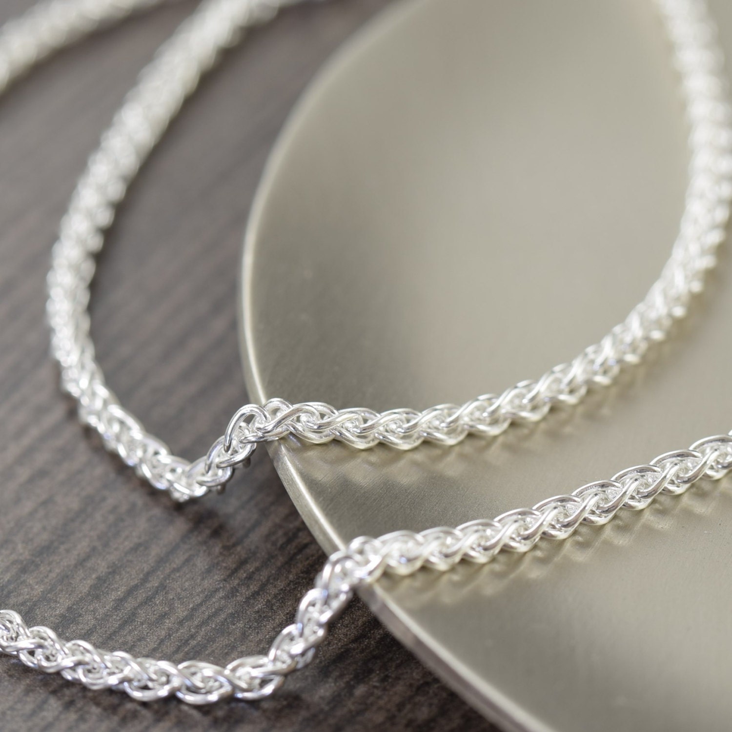 Unisex sterling silver chain necklace Woven Italian finished