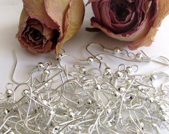 X 50 (25 pairs) silver wire hooks