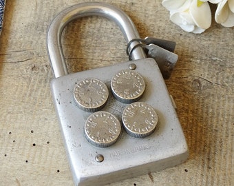 Rare Vintage Combination Padlock Working Old Padlock Collectible Antique Locks Combination with Numbers Rustic Padlock Farmhouse Decor