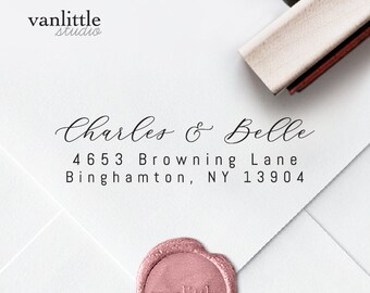 Return Address Stamp, Custom Self-Inking Stamp, Self Ink Return Address Stamp, Rubber Wood Stamp, Wedding Stamp, Ship from the U.S., PS92