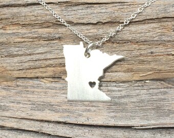 Minnesota State Necklace, Minnesota Pendant, Sterling Silver, Minnesota Necklace, Gift for Her, 3 Sizes, Holiday Gifts, Wholesale Prices