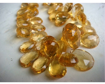 Citrine - Citrine Pear Shaped Faceted Briolettes, 12x10mm - Half Strand 4 Inches - 24 Pieces